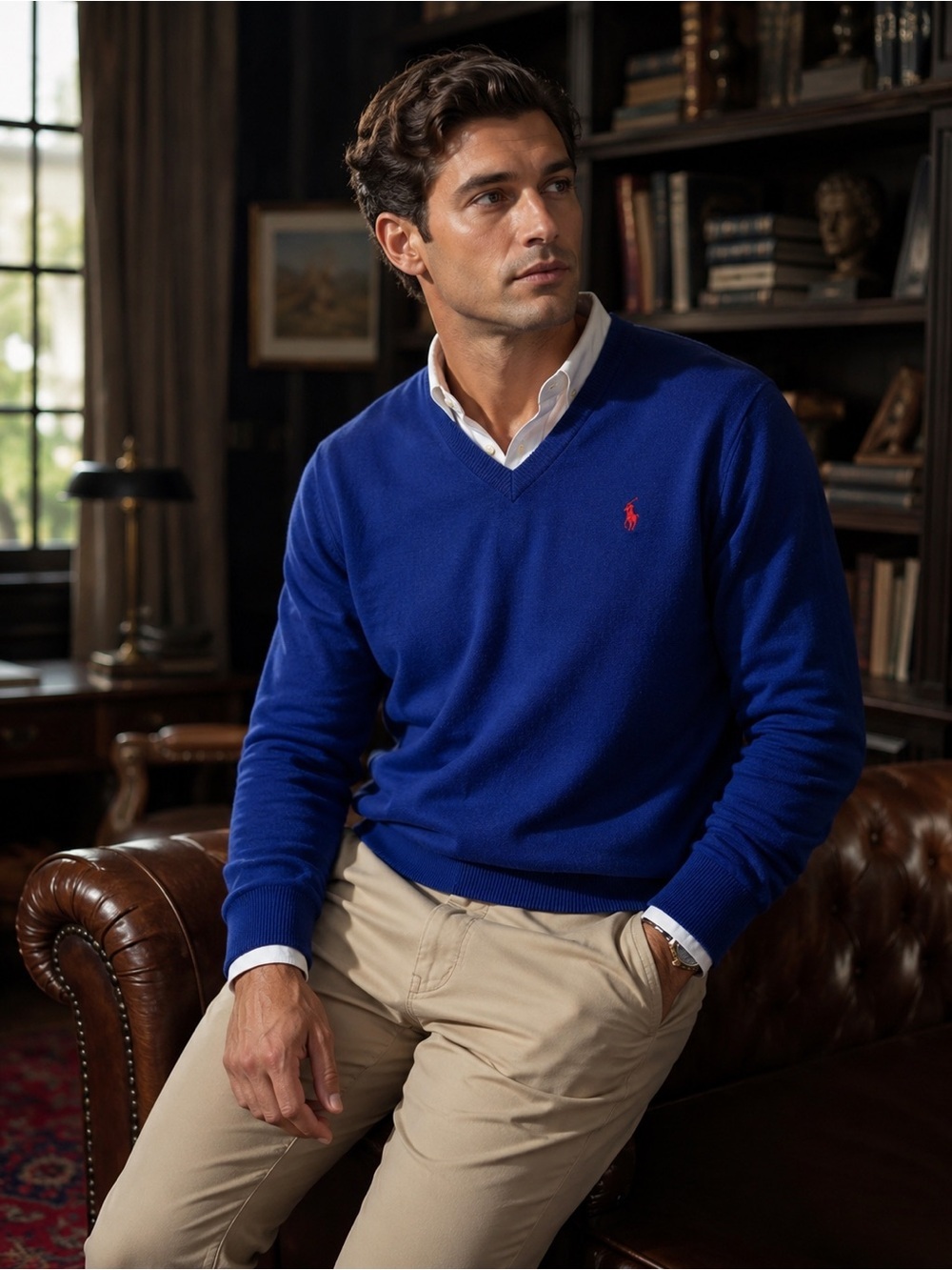 Polo Ralph Lauren Royal Blue Merino Wool V-Neck Sweater XXL Youth (Fits Men S)
